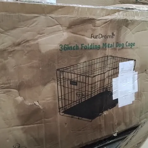 BOXED FURDREAMS 36 INCH FOLDING METAL DOG CAGE