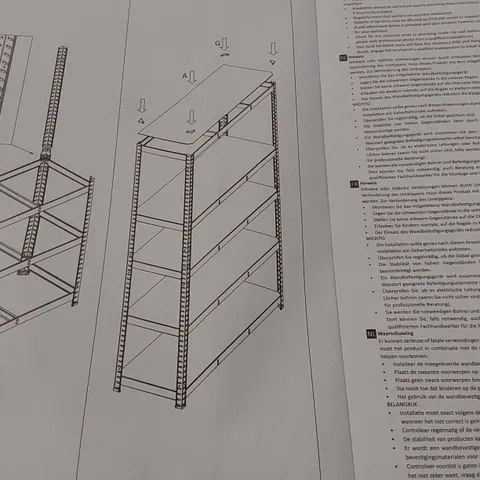 BOXED 4 SHELF SHELVING UNIT - BLACK/BROWN (1 BOX)