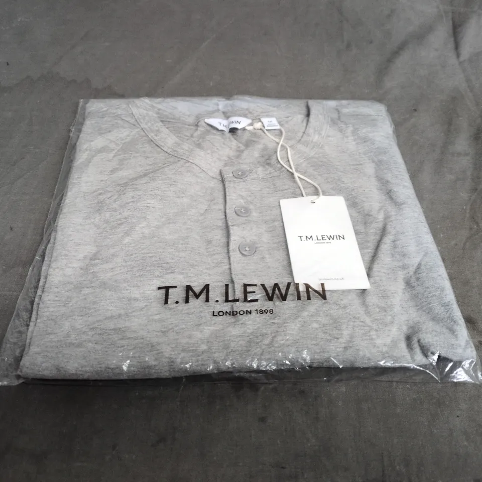 TM LEWIN ORGANIC COTTON JERSEY POLO SHIRT – GREY MARL, UK M