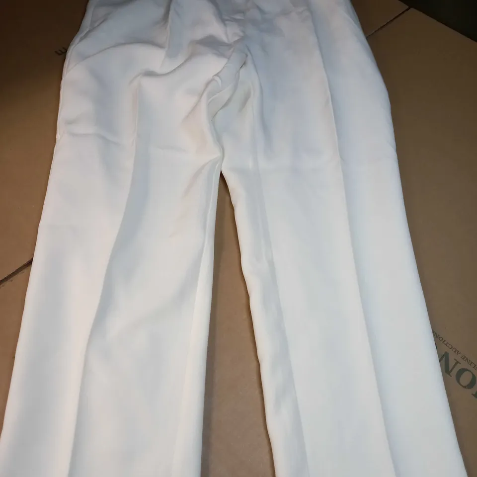DOROTHY PERKINS WHITE PETITE HIGH WAISTED SLIM LEG TROUSERS - SIZE 12