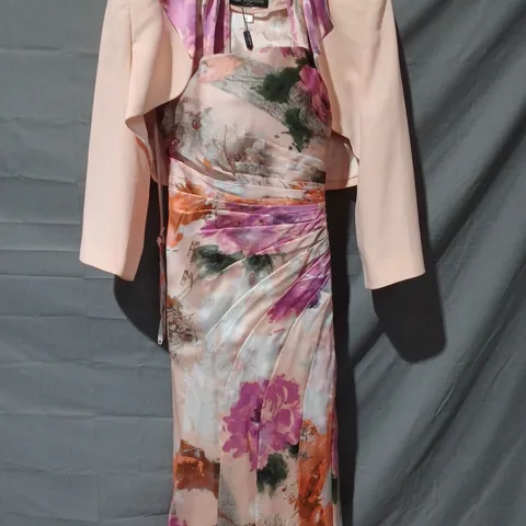 VENI INFANTINO FLORAL DRESS & JACKET IN PINK/MULTI - UK 16