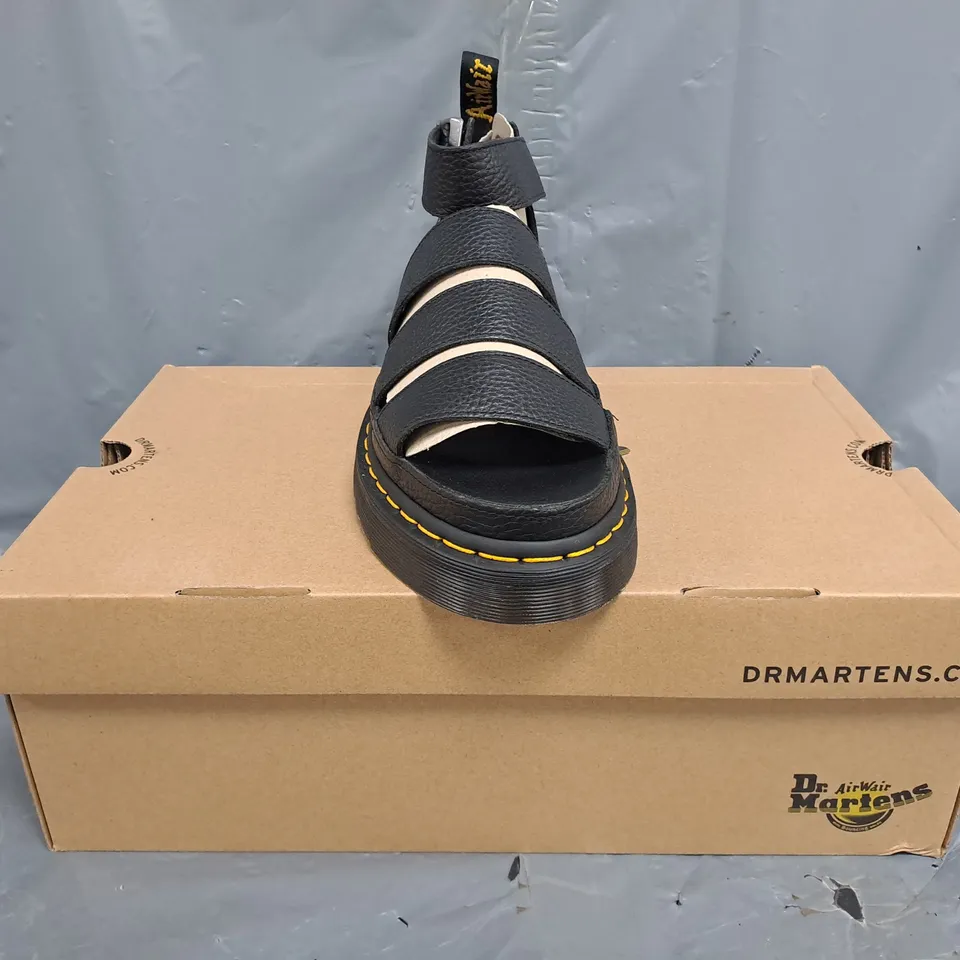 BOXED PAIR OF DR MARTENS CLARISSA II QUAD SANDALS IN BLACK SIZE UK 6