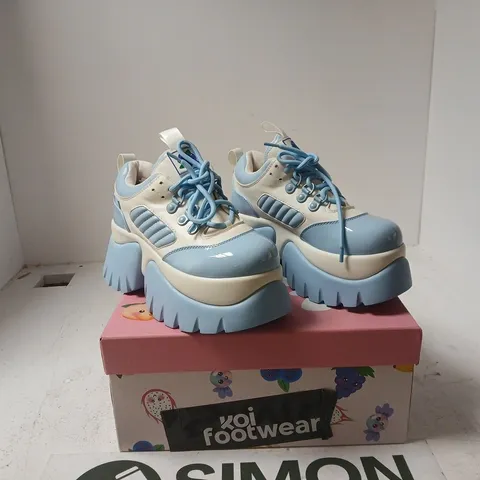 KOI FRUITTI TUTTI FOOTWEAR PLATFORM SNEAKERS – LIGHT BLUE & CREAM UK 4