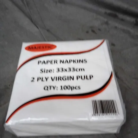 APPROXIMATELY 7 PACKS OF MAJESTIC PAPER NAPKINS - WHITE - 100 PER PACK