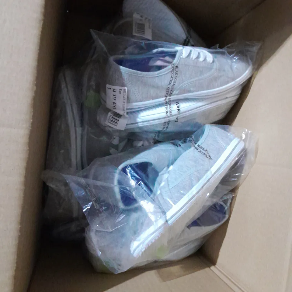APPROXIMATELY 8 BAGGED PAIRS OF GREY PUMP STYLE SHOES TO INCLUDE SIZE 5