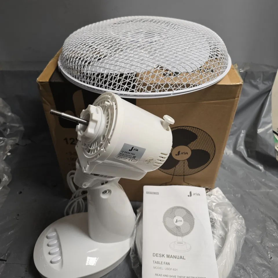 BOXED JRIA 12" DESK FAN IN WHITE