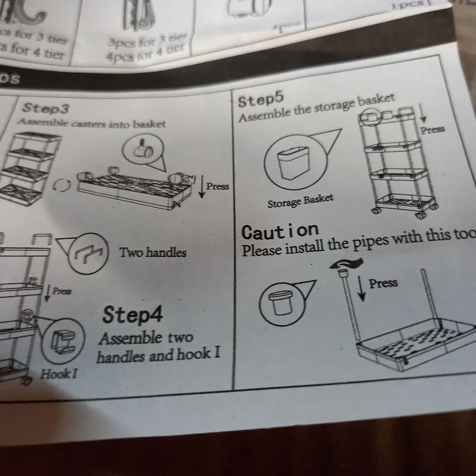 BOXED 3/4 TIERED STORAGE CART