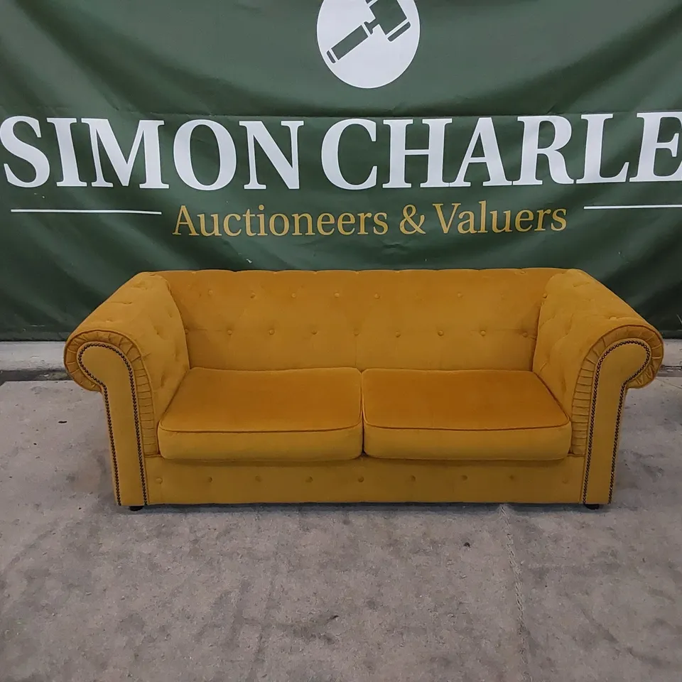 DESIGNER AARON 3-SEATER FABRIC SOFA - YELLOW/MUSTARD 