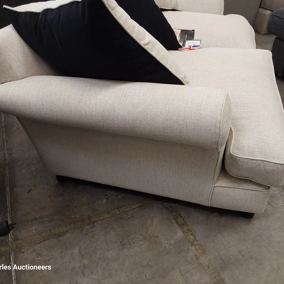 QUALITY BRITISH DESIGNER LOUNGE Co. TWO SEATER SOFA WITH REVERSIBLE SCATTER CUSHIONS NATURAL FABRIC 