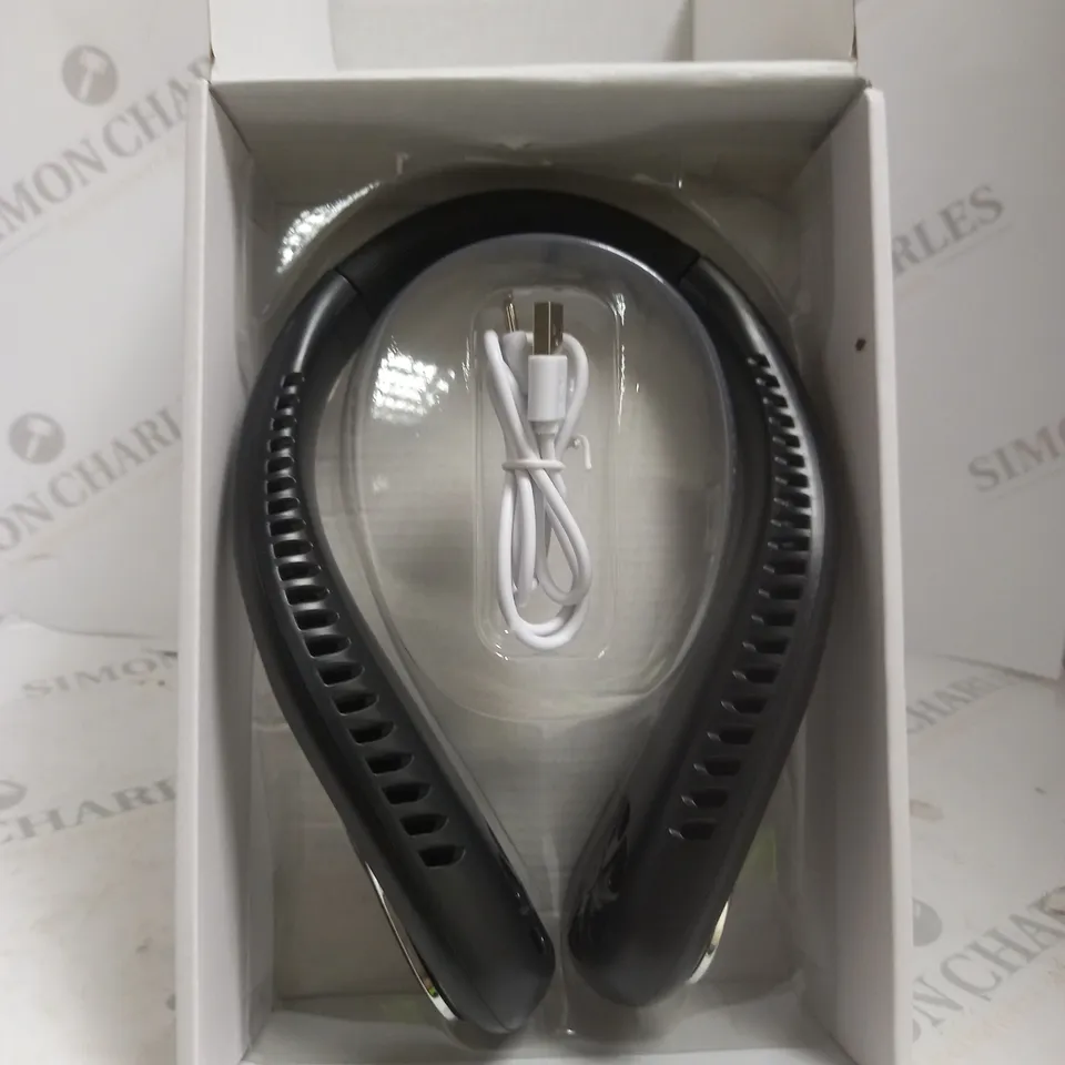 BOXED BLADELESS NECK FAN IN BLACK