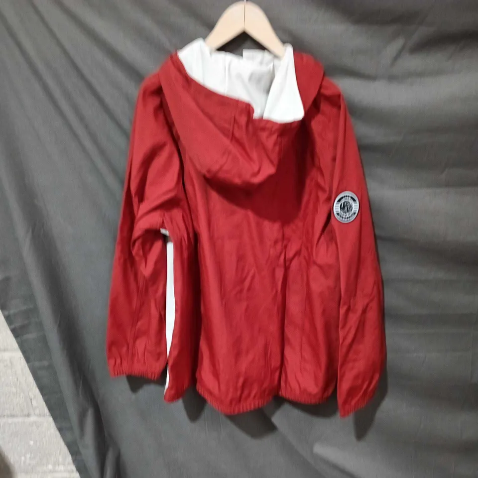 PRETTY GREEN LIVE FOREVER WINDBREAKER JACKET – RED/WHITE, UK L