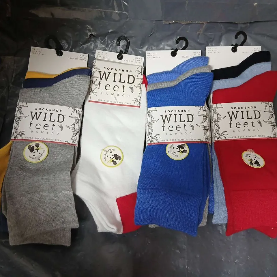 APPROXIMATELY 30 ASSORTED PACKS OF WILD FEET LADIES SOCKS IN VARIOUS COLOURS, STYLES AND SIZES