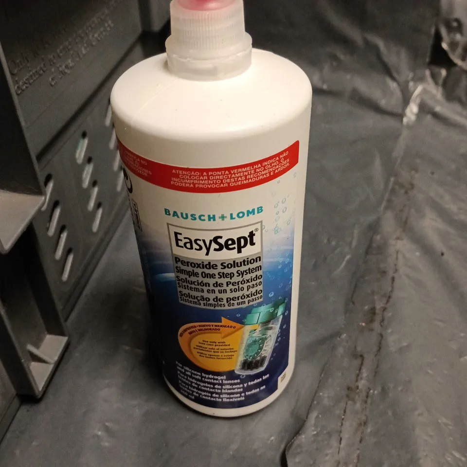 BOX OF APPROXIMATELY 35 ASSORTED CONTACT LENS CLEANERS