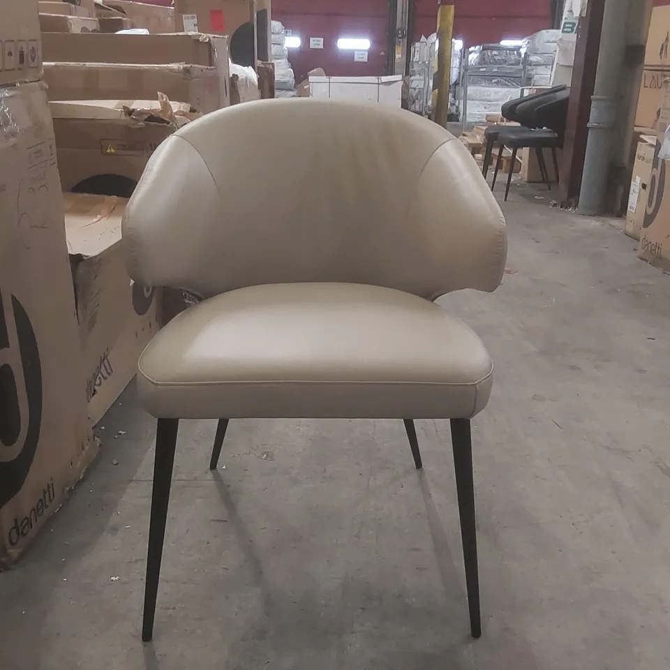 DANETTI LANDON LIGHT GREY LEATHER DINING CHAIR
