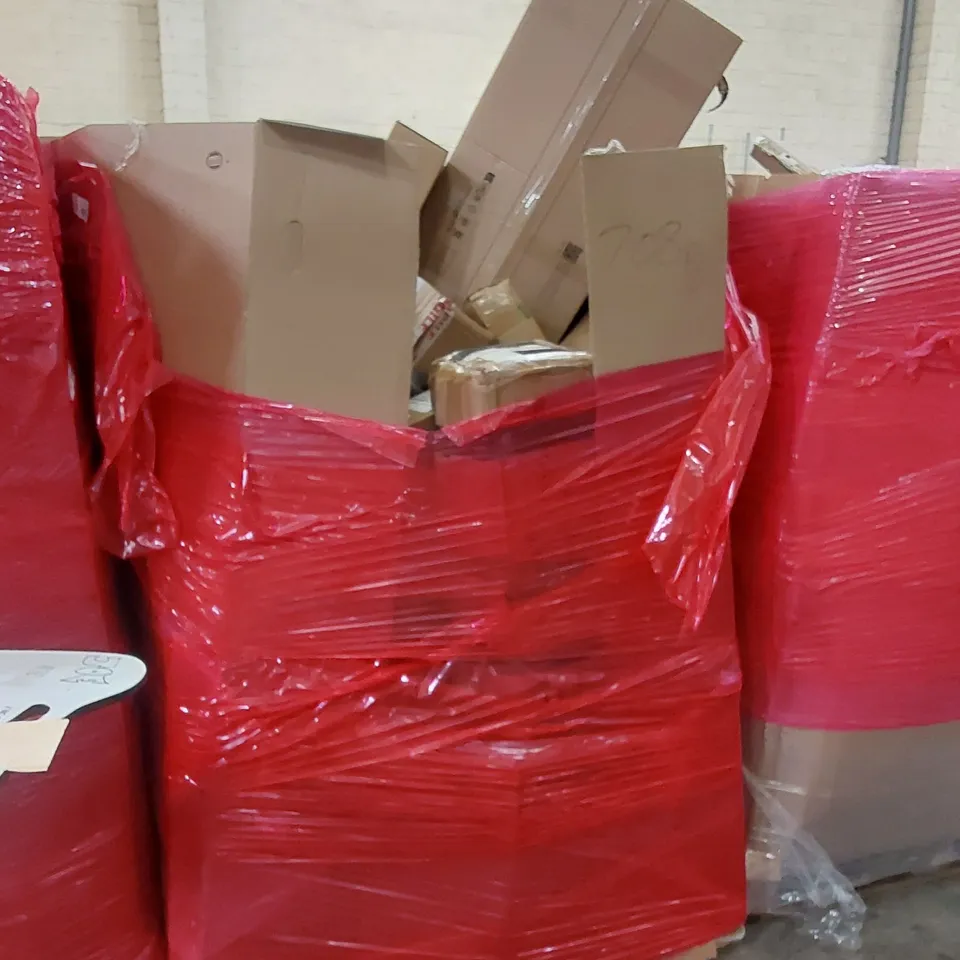 PALLET OF ASSORTED HOUSEHOLD ITEMS AND CONSUMER PRODUCTS. INCLUDING; BOXED FURNITURE ETC 
