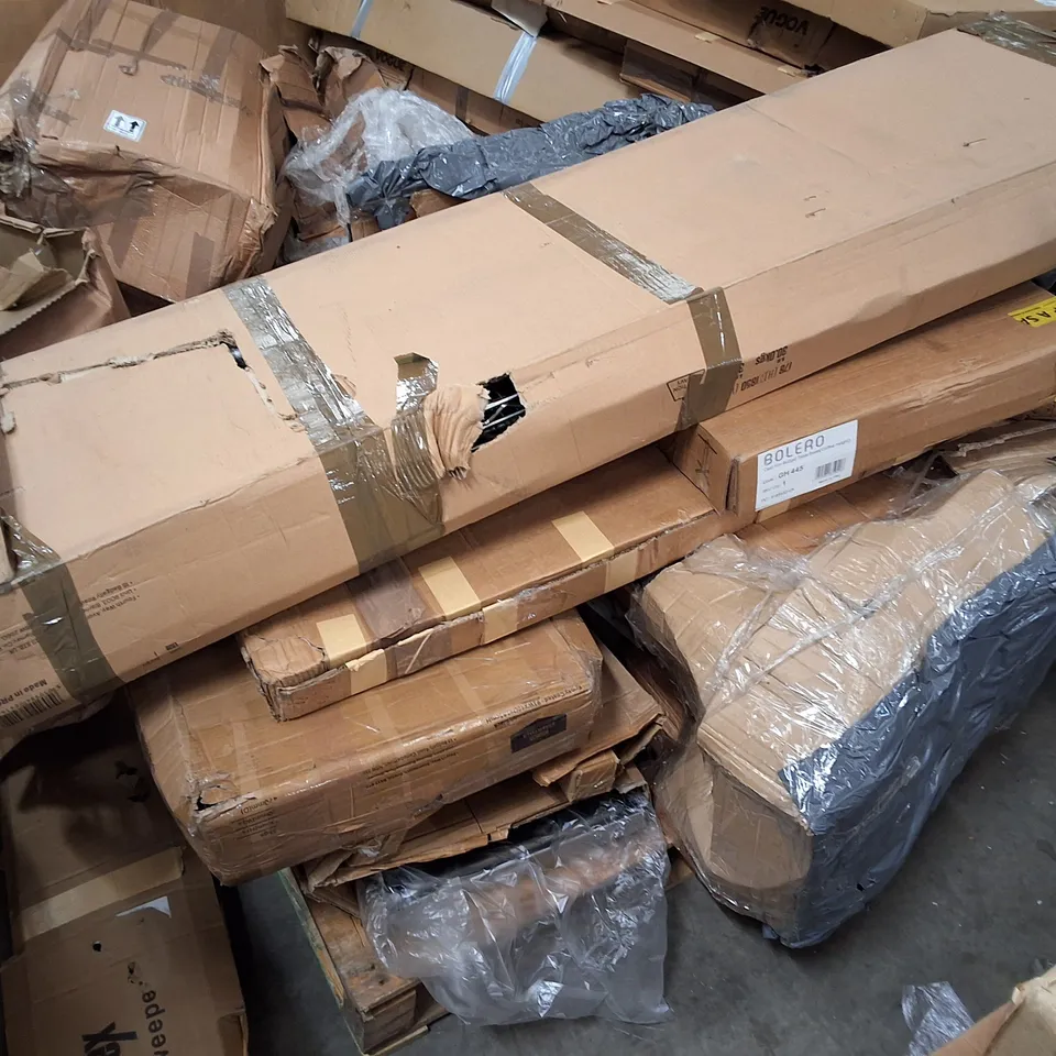 PALLET CONTAINING ASSORTED NISBITS PRODUCTS & PARTS INCLUDING SHELVING UNIT & FLAT BASE BARRIER POSTS