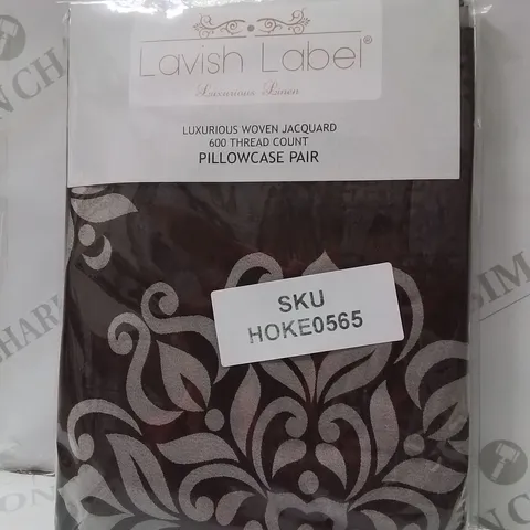 BRAND NEW LAVISH LABEL LUXURIOUS WOVEN JACQUARD PILLOWCASE PAIR
