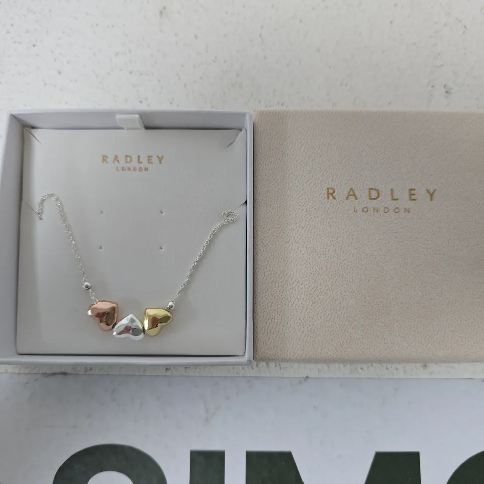RADLEY LONDON THREE-HEART CHARM NECKLACE - BOXED 