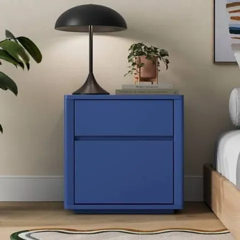 BOXED MALIK 2 DRAWER BEDSIDE TABLE - CLASSIC BLUE (1 BOX)