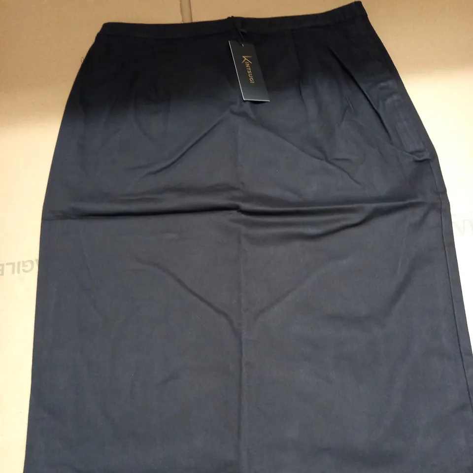 KINTSUGI WOMENS BLACK PENCIL SKIRT WITH HIDDEN VELCRO OPENING SIZE 16