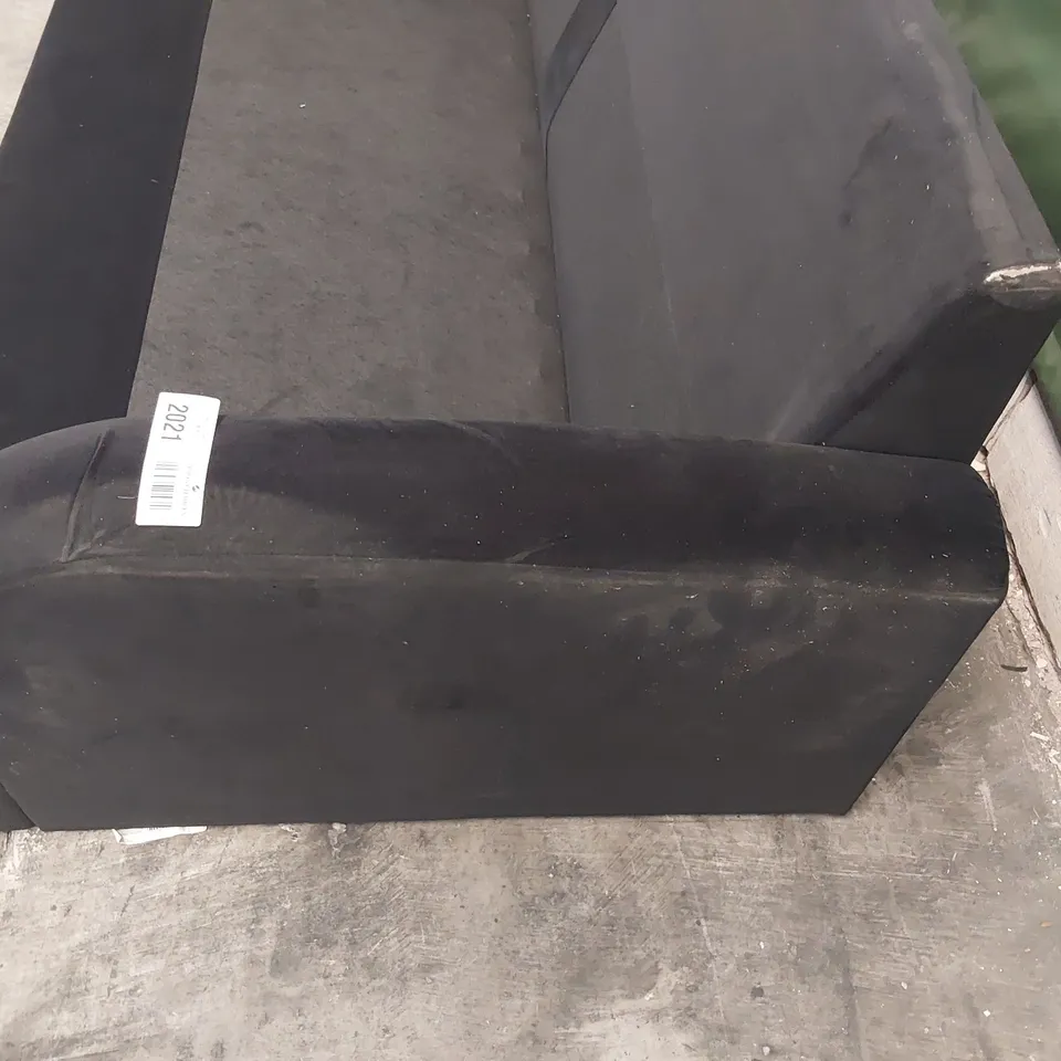 DESIGNER THREE SEATER SOFA FRAME BLACK PLUSH FABRIC 