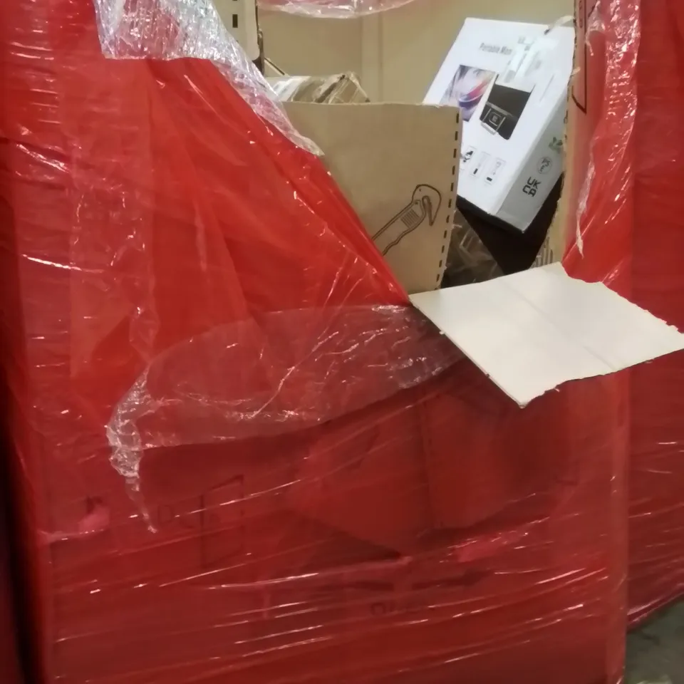 PALLET OF ASSORTED HOUSEHOLD GOODS AND PRODUCTS TO INCLUDE;PORTABLE MONITOR,SHREDDER MACHINE,LAPTOP COOLER