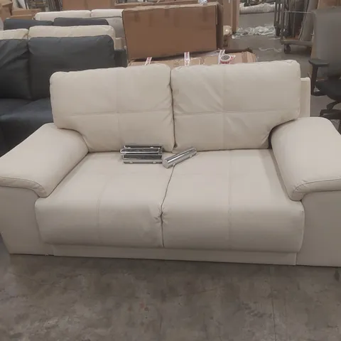 QUALITY DESIGNER FAUX LEATHER UPHOLSTERED 2-SEATER SOFA