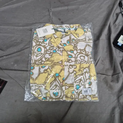 WHITE STUFF SOPHIE ORGANIC COTTON SHIRT – YELLOW MULTI, UK 10