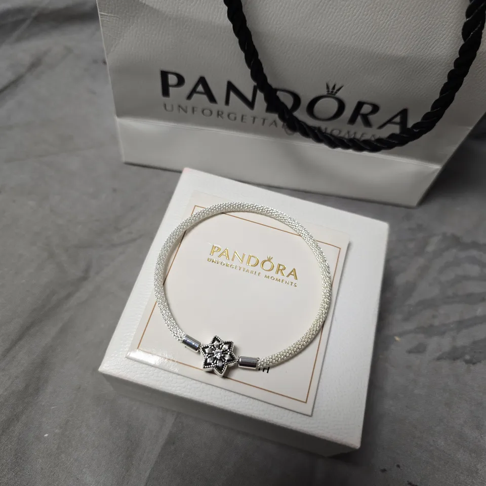 PANDORA SILVER MESH BRACELET WITH STAR CHARM S925 ALE