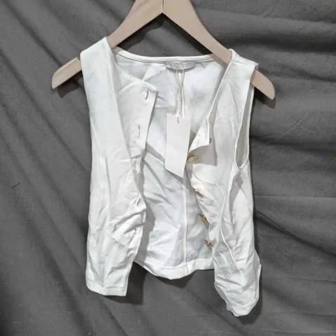 ZARA WHITE BUTTON-FRONT SLEEVELESS TOP – UK S (US S)