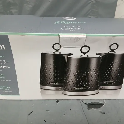 BOXED SWANN ELEGANCE SET OF 3 CANISTERS IN BLACK