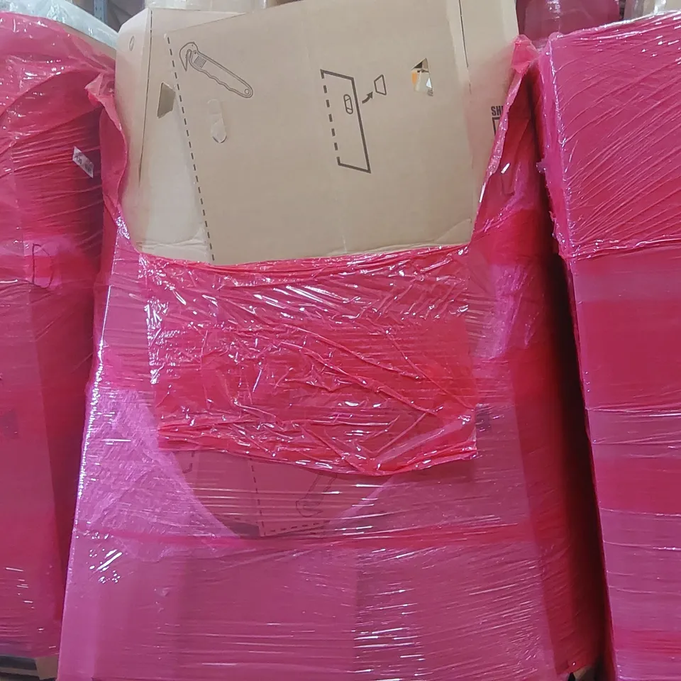 PALLET OF ASSORTED ITEMS INCLUDING: BED RAILS, CARPET KNEE KICKER, WEED BARRIER FABRIC, WALL MOUNT HANDRAIL, STONE BATH MAT ECT