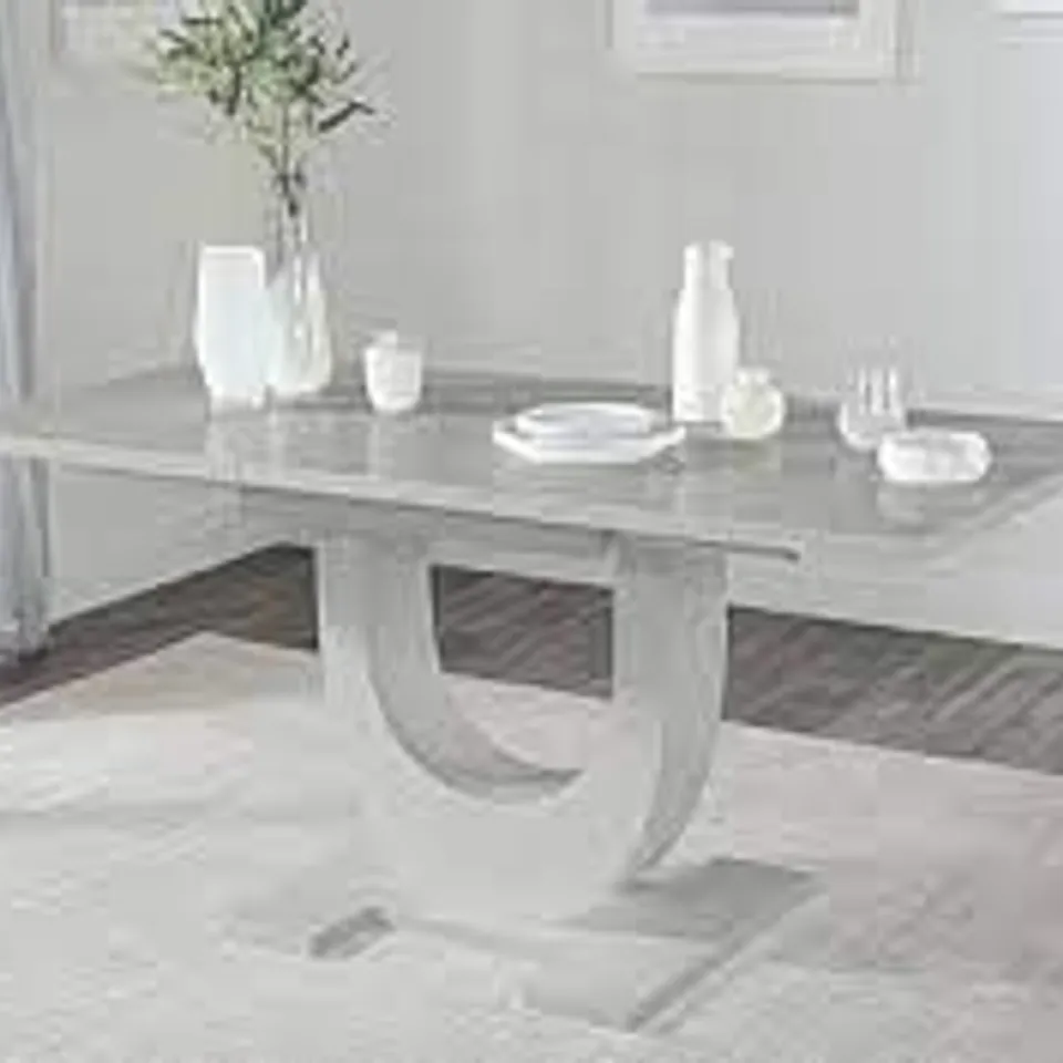 BOXED OSLO GREY HIGH GLOSS 120 - 160CM EXTENDING DINING TABLE (2 BOXES)