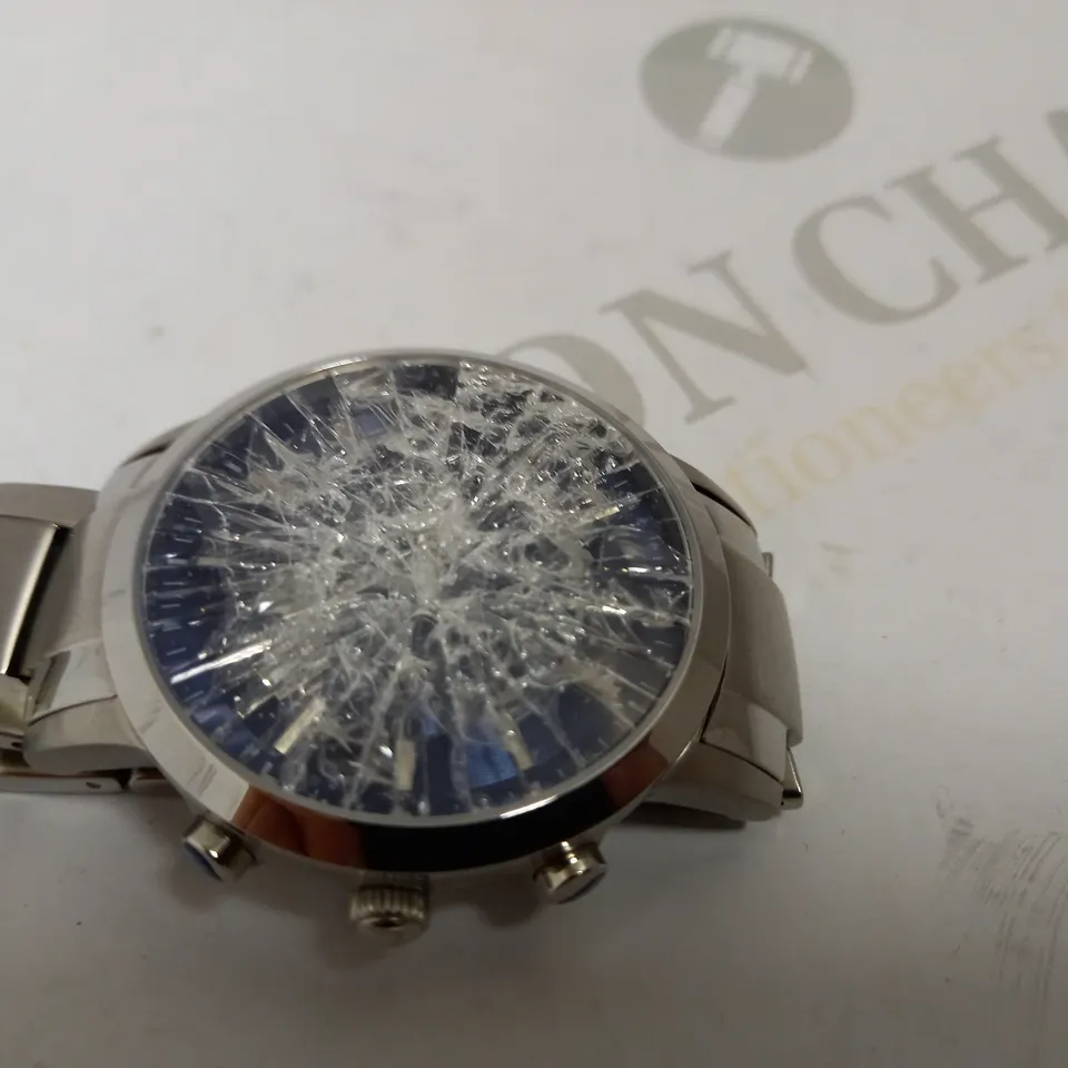 ARMANI SILVER WATCH WITH BRACELET STRAP AND BLUE FACE