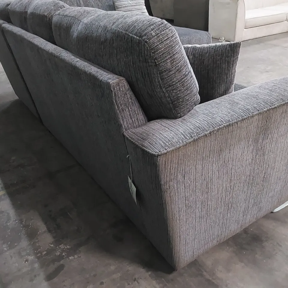 DESIGNER FABRIC UPHOLSTERED CORNER CHAISE SOFA - GREY