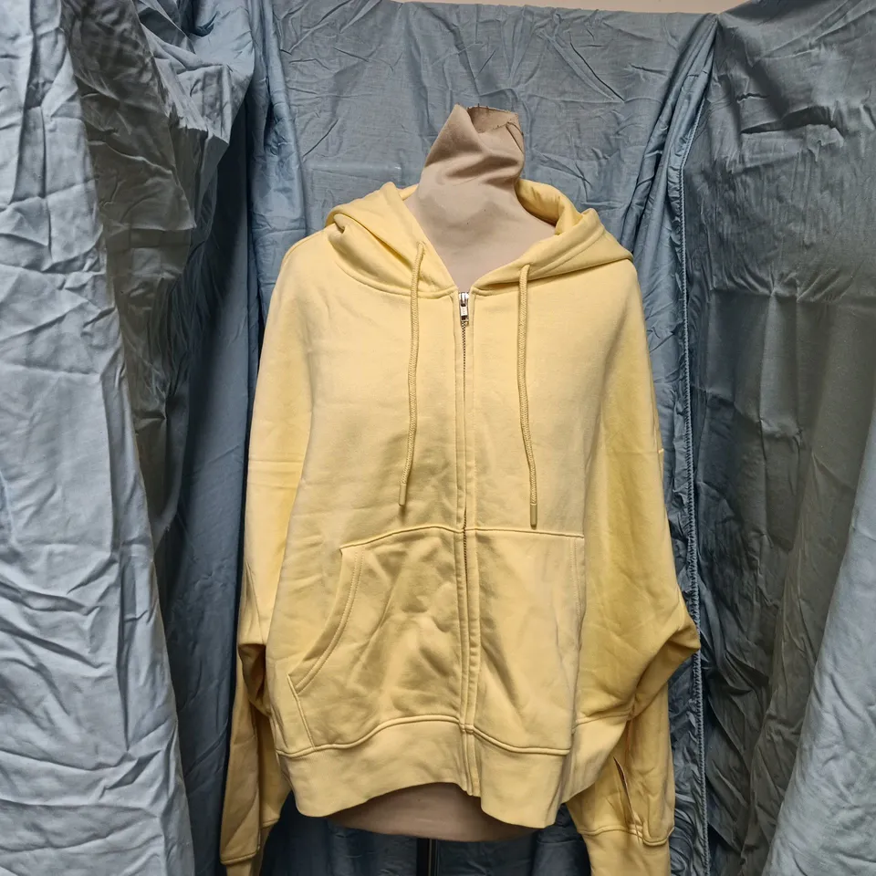 ASOS DESIGN HOODIE – YELLOW – XL CURVE (PLUS SIZE) – ZIP FRONT, HOOD