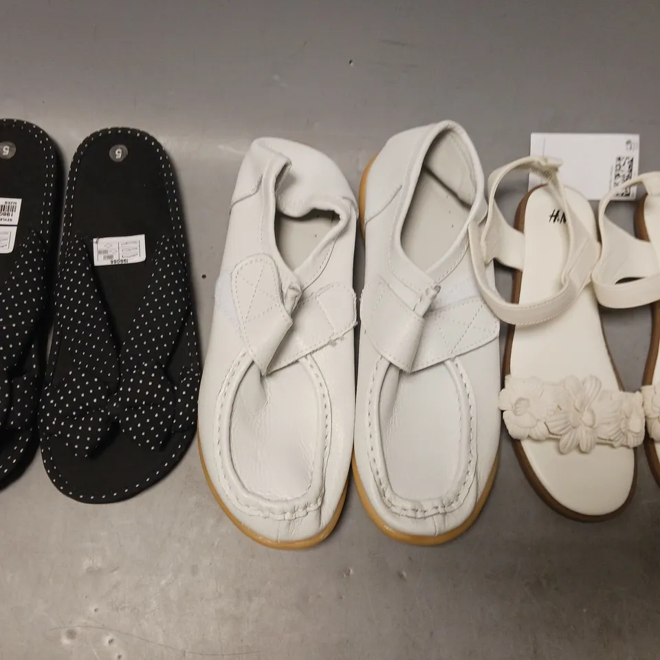 BOX OF APPROXIMATELY 8 ASSORTED PAIRS OF SHOES AND FOOTWEAR ITEMS IN VARIOUS COLOURS, STYLES, AND SIZES - COLLECTION ONLY