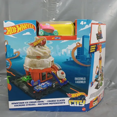 SET OF 2 HOT WHEELS DOWNTOWN ICE CREAM SWIRL SETS