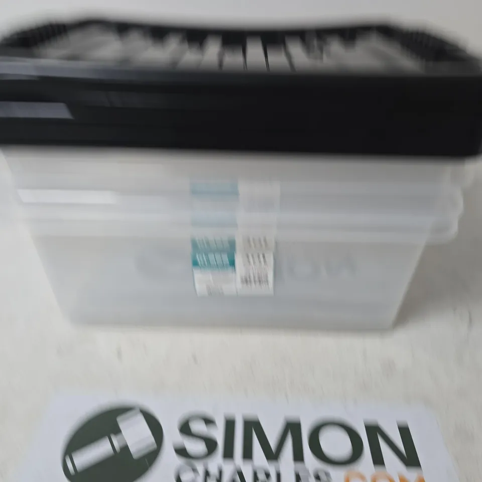 CLEAR PLASTIC STORAGE TUB - X4 - DAMAGED 