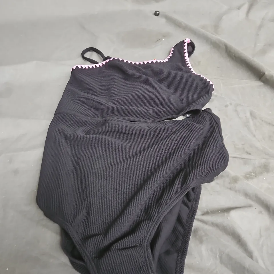 STORM BY MONSOON BLACK RIBBED GIRLS' SWIMSUIT, 7-15 YEARS .