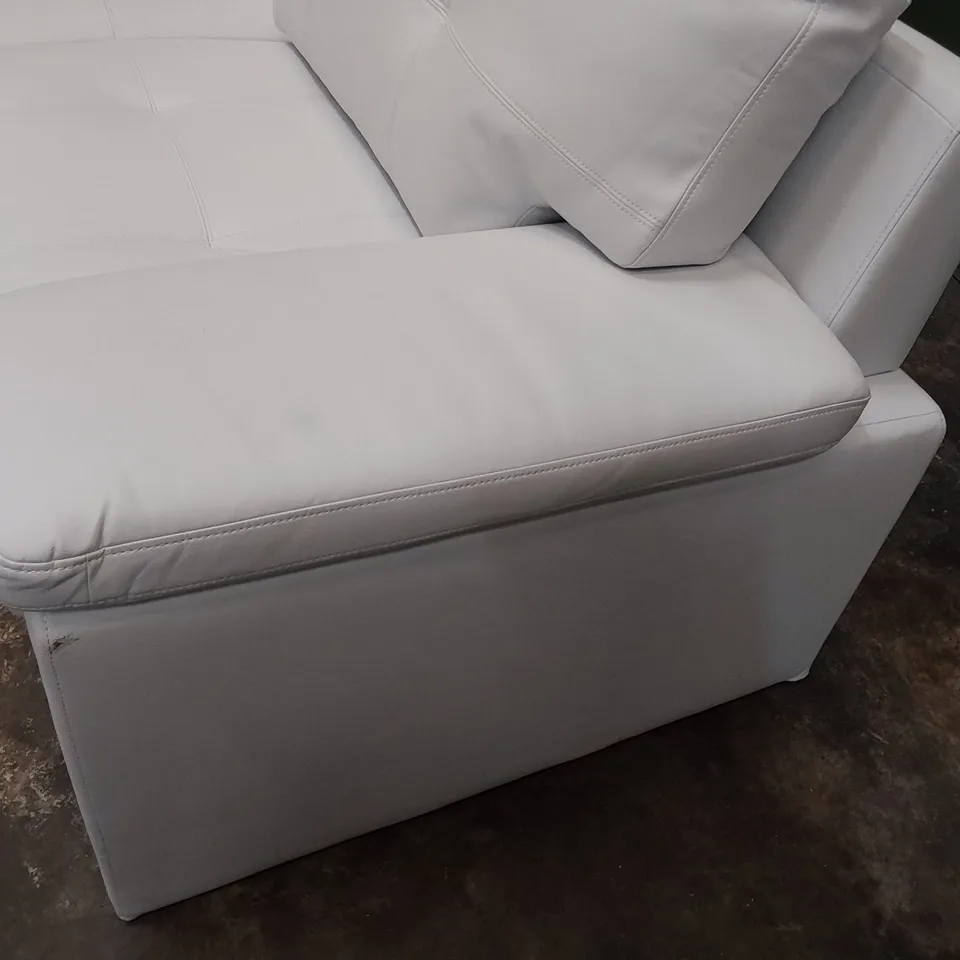 DESIGNER THREE SEATER SOFA WHITE LEATHER 