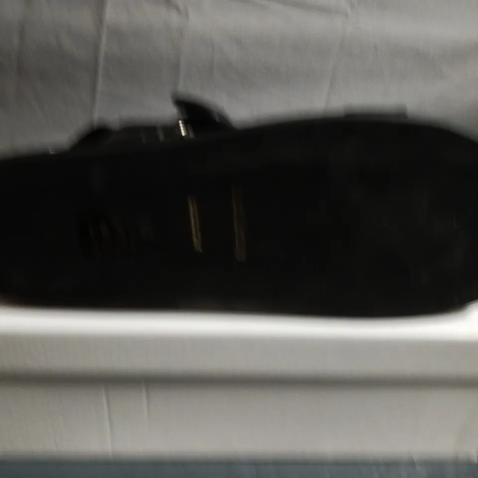 BOXED PAIR OF RUSSELL AND BROMLEY BLACK LEATHER SANDALS - SIZE 40