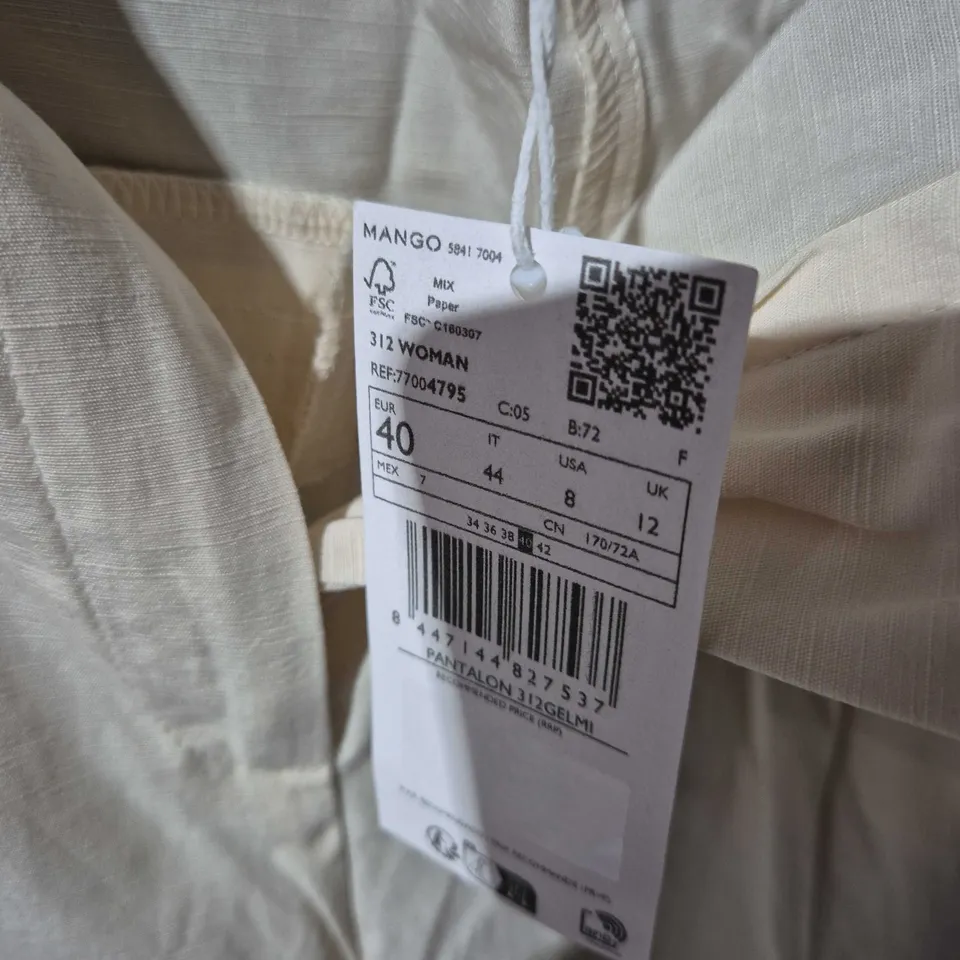 MANGO WOMEN'S BEIGE TROUSERS – UK 12 (EU 40)