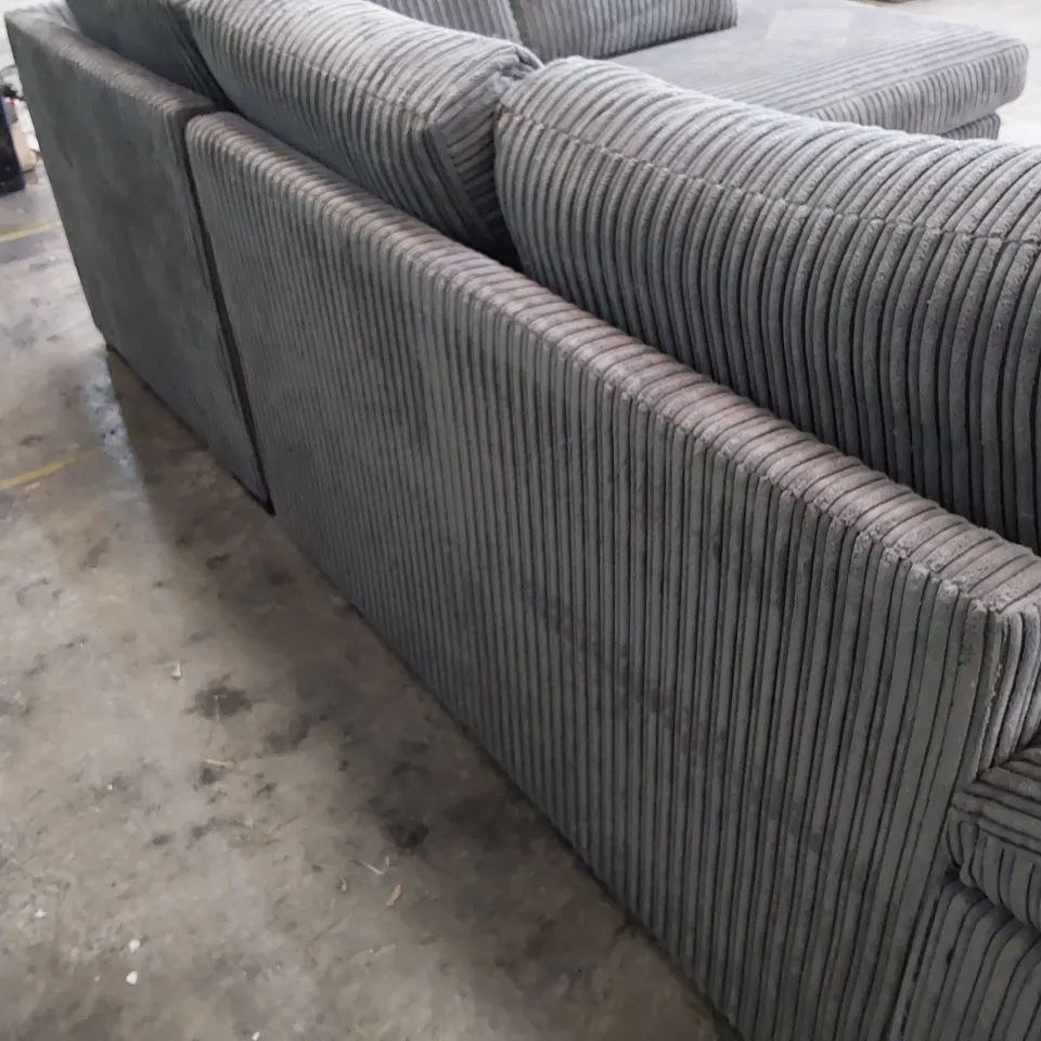 DESIGNER CORNER CHAISE SOFA GREY JUMBO CHORD