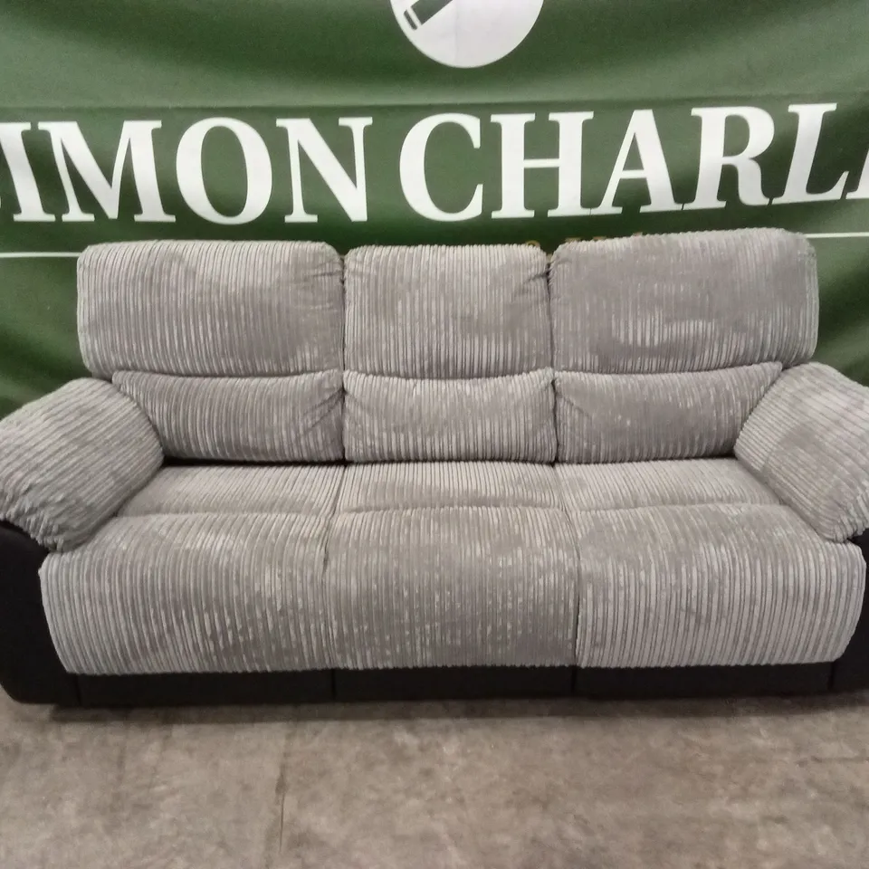 SIENNA FABRIC/FAUX LEATHER HIGH BACK 3 SEATER RECLINER SOFA RRP £849