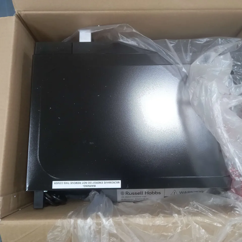 BOXED RUSSELL HOBBS COMPACT BLACK MANUAL MICROWAVE