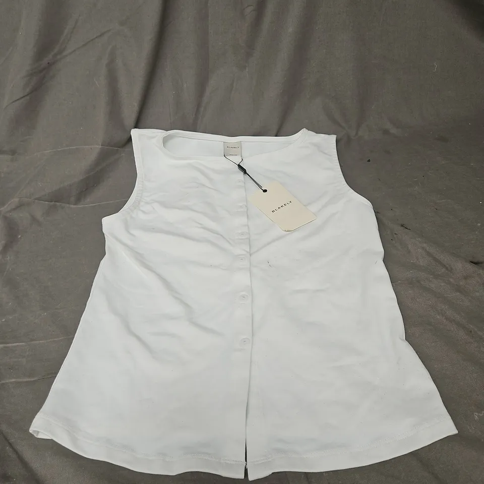 BLAKELY BUTTON UP SLEEVELESS TOP IN OFF WHITE SIZE M