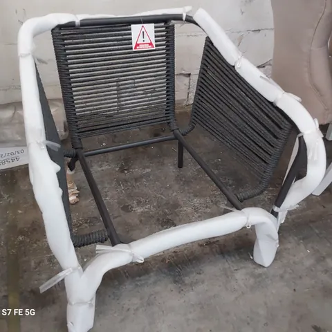 DESIGNER METAL FRAMED PATIO ARMCHAIR GREY