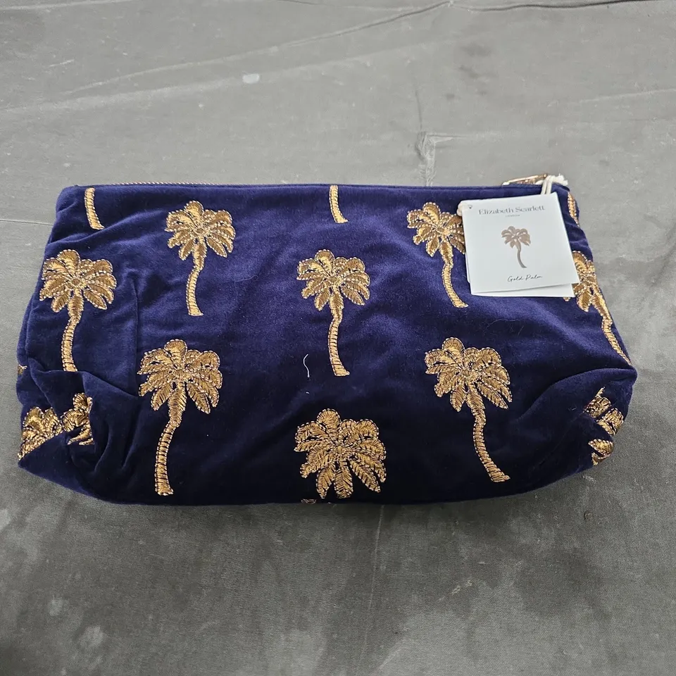 ELIZABETH SCARETT GOLD PALM NAVY VELVET EVERYDAY POUCH