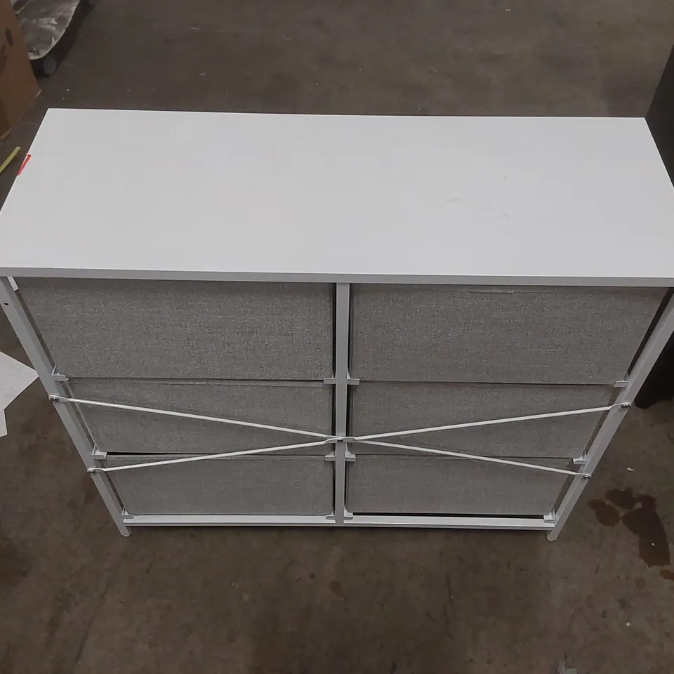 CHEST OF DRAWERS, 6 FABRIC DRAWERS WITH FRAME, STORAGE ORGANISER UNIT